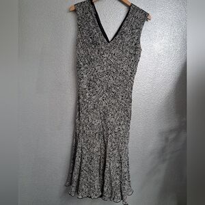 Jones New York 100% Silk Black Printed Midi Dress   Size 12